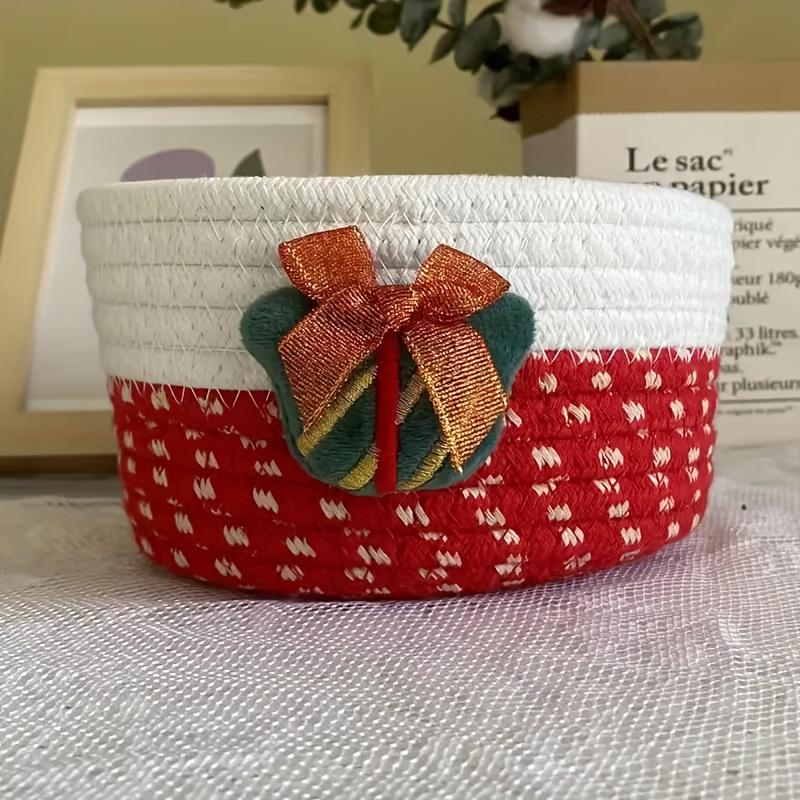 Warm Christmas Woven Storage Basket Cartoon, Party Holiday Storage Basket, Desktop Storage Basket Key Storage, Can Be Used for Candy/Christmas Gingerbread Storage/cosmetic Storage, Gift Box Decoration Storage Box, Valentine's Day/Easter Gifts.