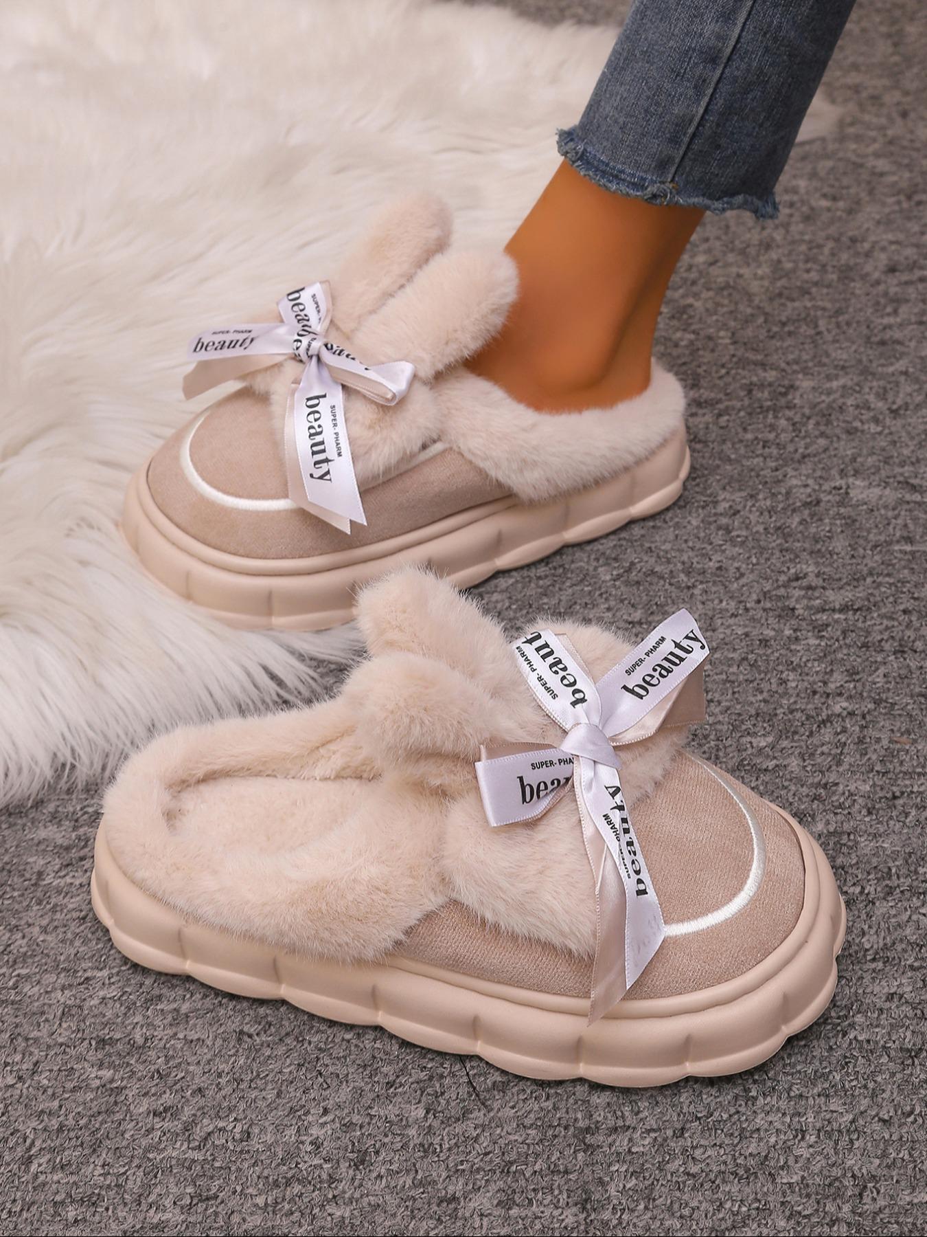 Women's Plush Lined Slippers, Ultra Soft Indoor Outdoor Home Shoes, Thick Cushion Comfortable Easy Wear Lightweight Design Durable Materials, Perfect Holiday Gift