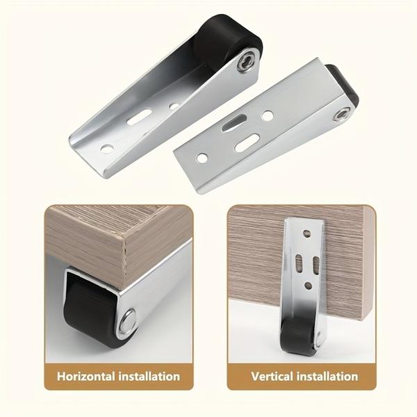 4 Pcs Silent Anti-Sag Door Wheels + 16 Screws Kit, Ideal for Wardrobes and Cabinets, Durable Furniture Hardware Set