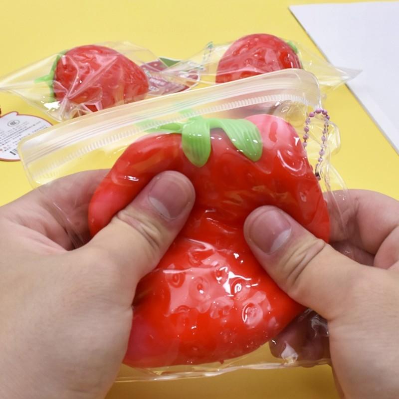 Large Strawberry Soft Plush Toy – Slow Bounce Fruit Squishy, Fun Sensory Fort Toy, Home Decor Interactive Prize, Christmas Gift for Kids & Adults