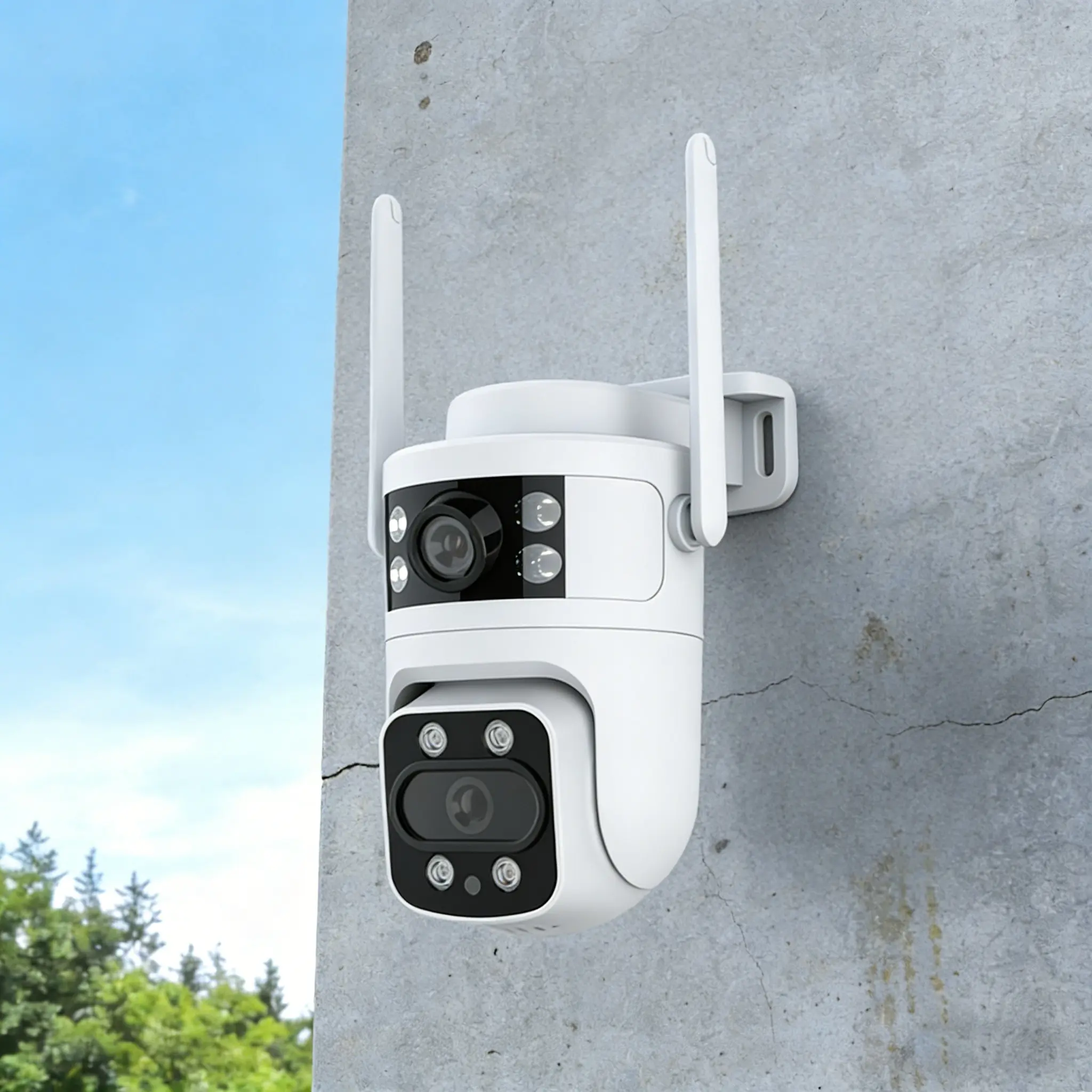 Dual Lens Wireless Security Camera, Video Surveillance Camera, WiFi Outdoor/Indoor Monitor, Wireless Outdoor Cameras, 960P HD Night Vision, Motion Detection, Two-Way Audio, Easy Setup, Ideal for Home Surveillance Monitoring