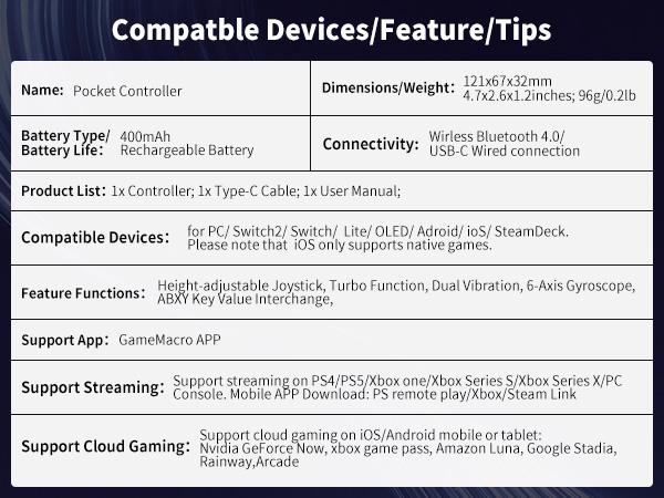 Mini Lightweight Pocket Wireless Game Controller Switch 1/2, Bluetooth-compatible Gaming Joystick for PC Android iOS Phone Tablet Laptop Huawei