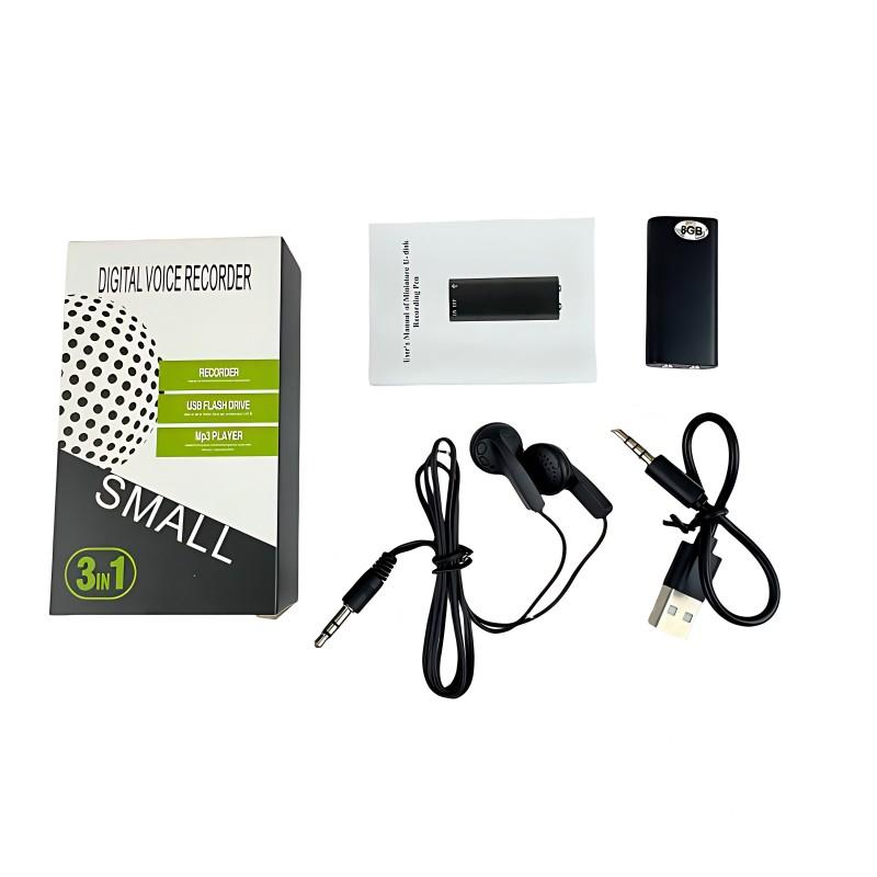 Professional Voice-Activated Digital Recorder, 8GB HD Noise-Canceling Mp3 Player, Ultra-Thin Portable Microphone for Business Meetings