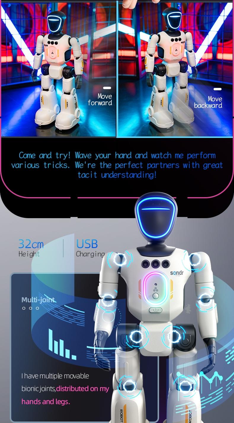 Bionic Joint Smart Robot, Realistic Robot, Intelligent Programming Language Recording Gesture Control, Multifunction Walks Slides Sings Dances Emotion Toy Ai Gift