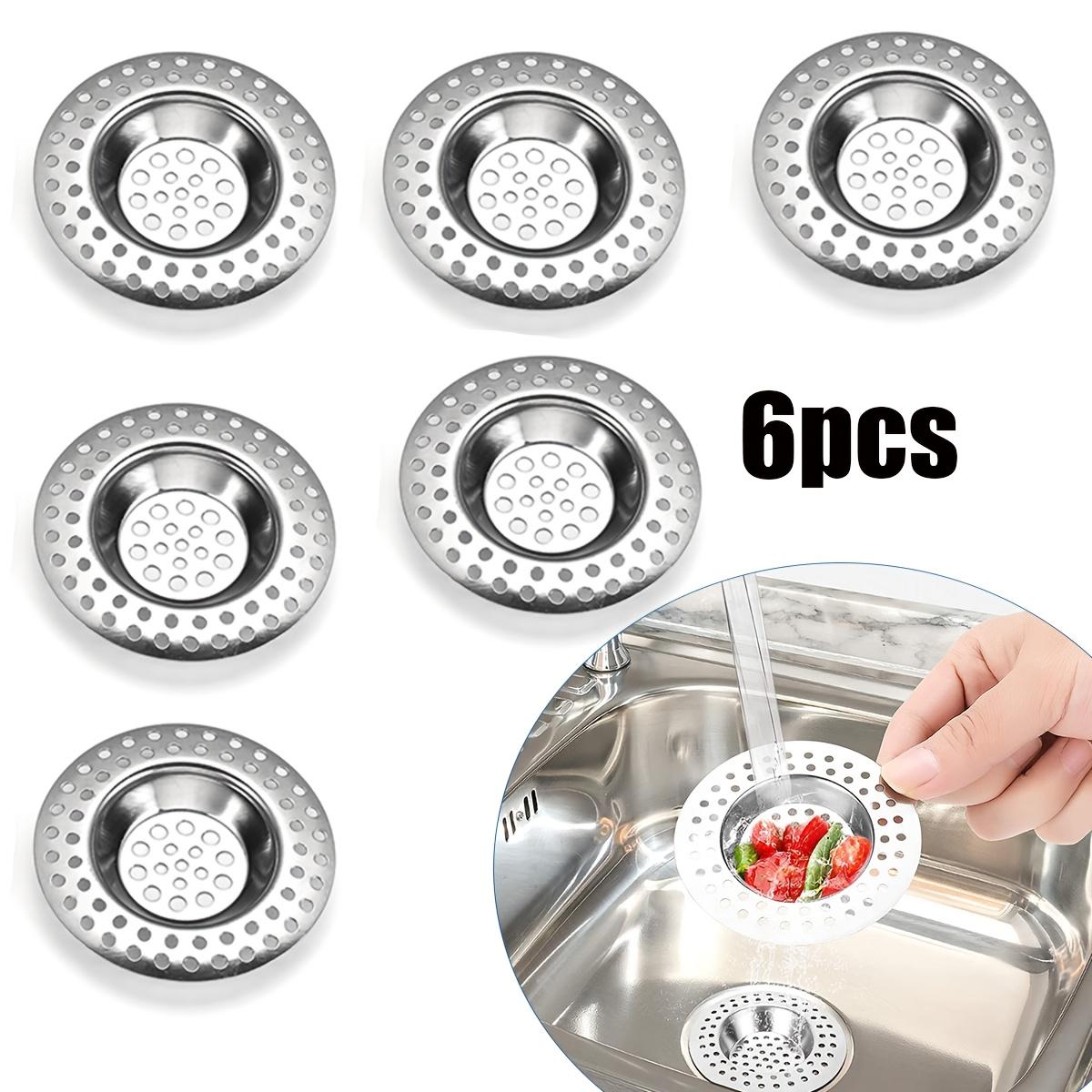3/6pcs Stainless Steel Mesh Drain Filter, Kitchen Sink Strainer, Fits 3.1-6.9cm Drain Openings, Durable Food Waste Separator