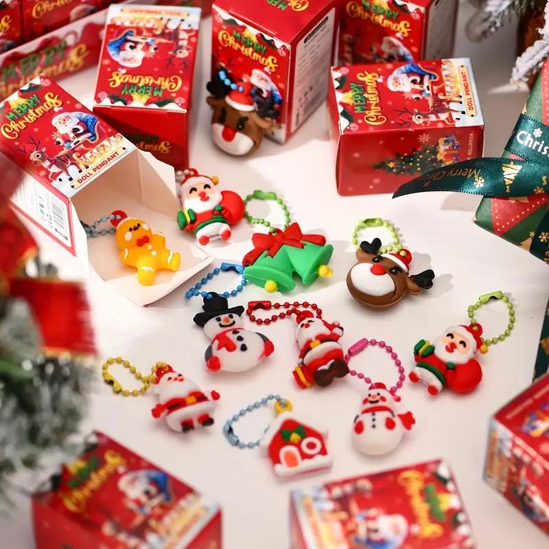 24Pcs Christmas Decorative God Blind Box Set, Cute Holiday DIY Backpack Charms and Handmade Accessories - Party Surprise| Colorful Character Design| Durable Plastic Keychain Pendant Mystery Box, Blindbags Surprise Set, Gift Box Set