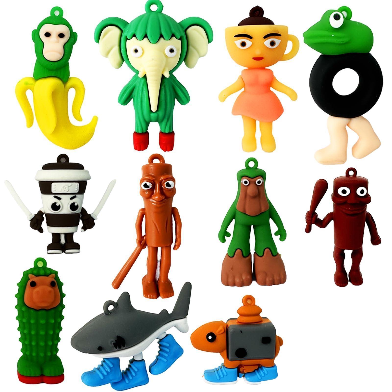 24-Piece Cute Cartoon Rhythm Box Figurine Set, Unique Multi-Color Character Designs for Car and Desk Decor, PVC Anime Statues Collectible Figurines for Holiday Gifts and Collectibles