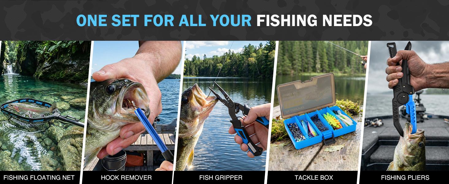 Fishing ar- Fishing Rod and Reel Combos, Fishing Backpack, Fishing Net, Fishing Bag with Rod Holders and Tackle Box for Freshwater/Saltwater, Fishing Gifts for Men