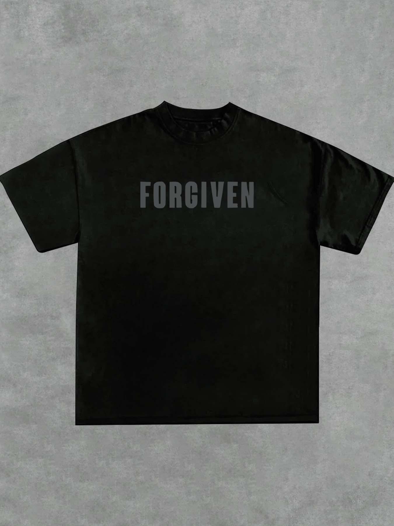 tiktokshopspringglowup Oversized FORGIVEN Psalm 32:1 Christian Graphic Tee | Minimalist Streetwear Faith T-Shirt, Soft Cotton Casual Top for Men/Women, Bible Verse Religious Apparel, Y2K Aesthetic Daily Wear, Perfect Gift for Believers