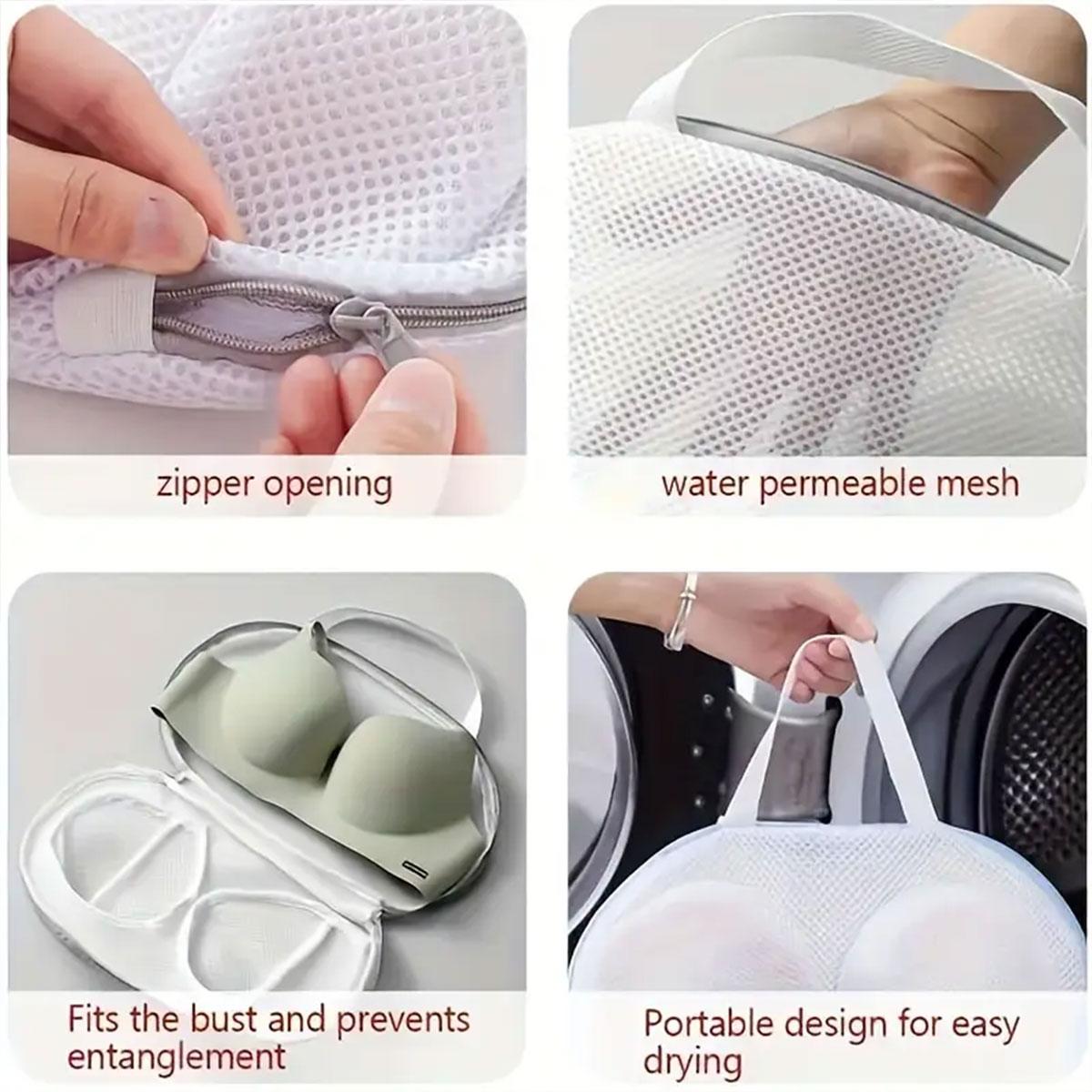 Mesh Bra Laundry Bag, 2 Counts/set Durable Zipper Bra Washing Bag, Laundry Tools & Accessories for Home Use