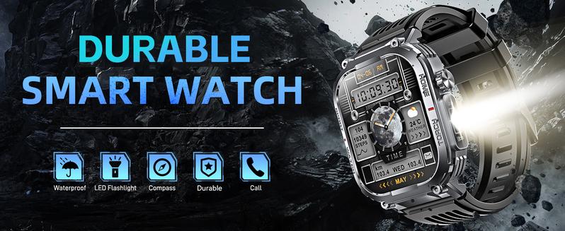 3ATM Waterproof Outdoor Smart Watch for Men with Call Make/ Answer 100+ Sports Modes Pedometer Compass Multifunctional Smartwatch Compatible with iPhone Android Phones Digital Watch Gifts for Men 3ATM Waterproof Outdoor Smart Watch for Men with Call Make/ Answer 100+ Sports Modes Pedometer Compass Multifunctional Smartwatch Compatible with iPhone Android Phones Digital Watch Gifts for Men
