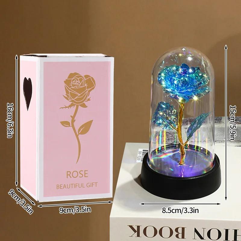 Eternal Rose Flowers Artificial Foil Flower in Glass Glow Immortal Flower LED Roses Lamp Flores Eternas Valentine's Day Gift Light Up Rose