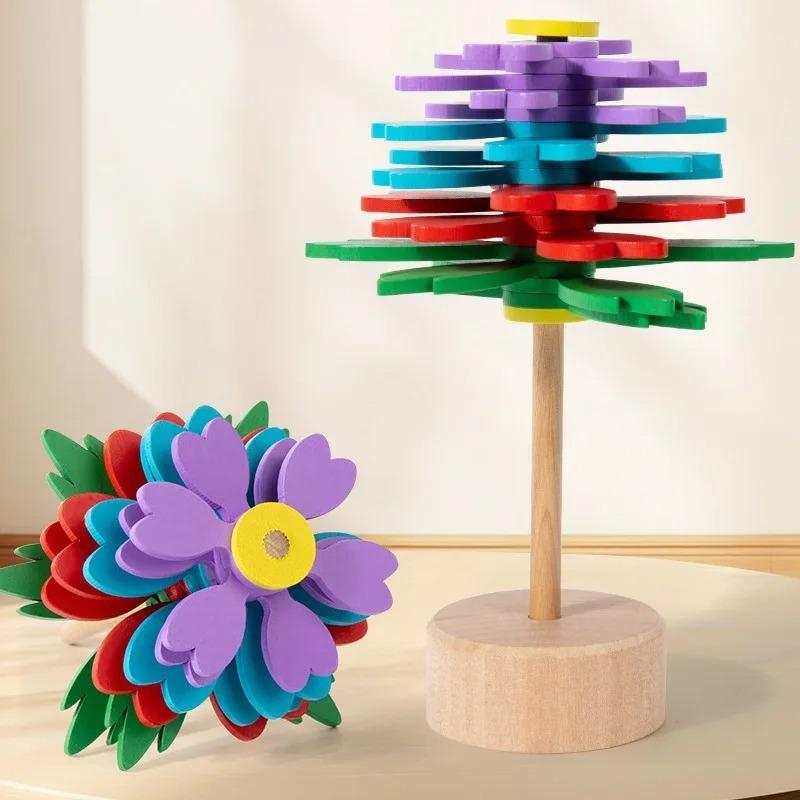 Creative Stress Relief Spiral Flower, Style Home Decor, Multicolor Wooden Craft, Visual Feast, Explore Wooden Flowers Magic