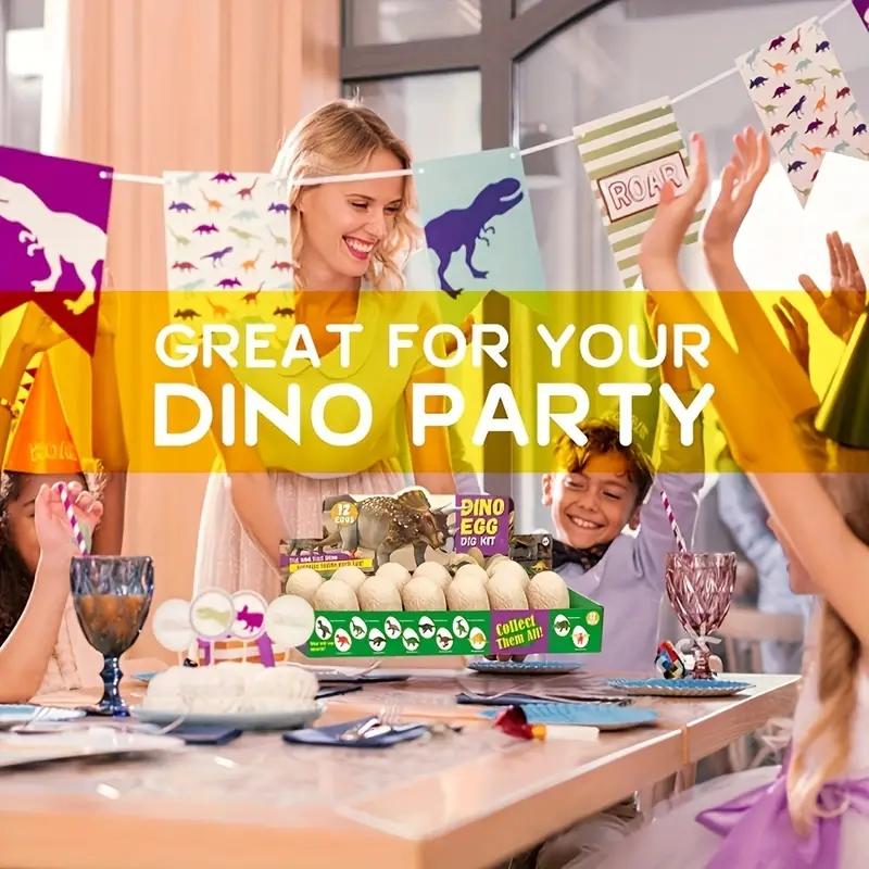 Dinosaur Fossil Dig Egg Set, 12 Unique Dinosaur Eggs with Cute Discoveries, Perfect Easter Party Supplies, Ideal Birthday Gift