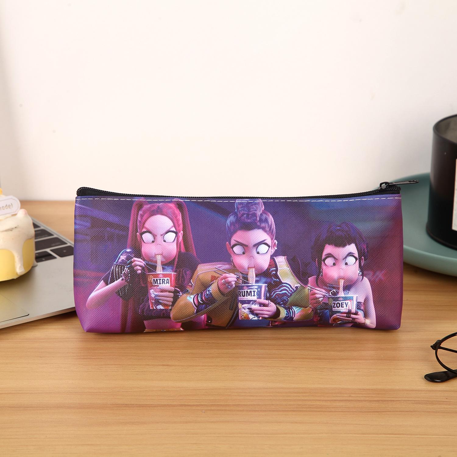 Kpop Hunter Girl Group Pencil Case, Cute Student Large Capacity Stationery Bag, PU Single Layer Storage Bag, School Supplies Organizer