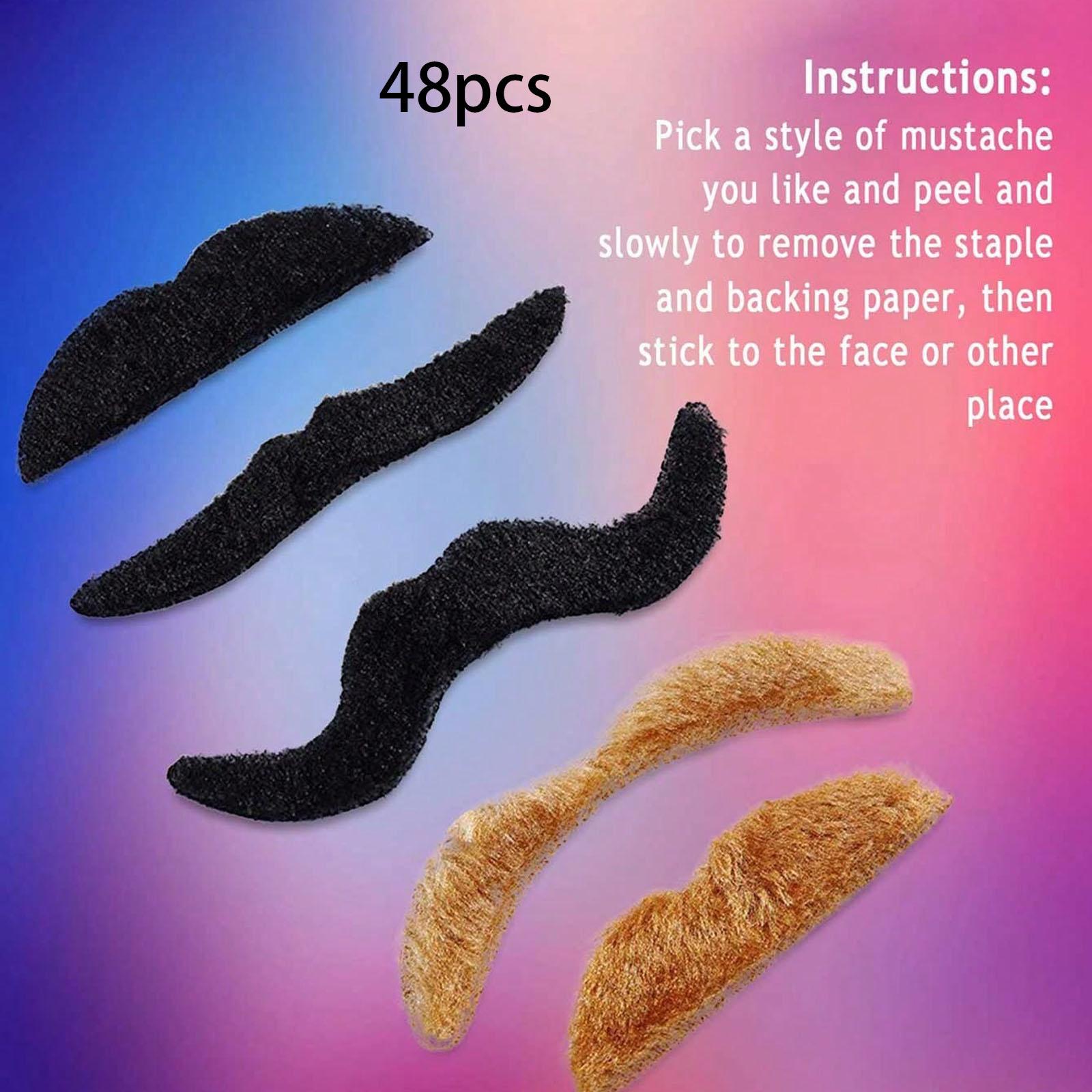 Self-Adhesive Fake Mustache Set, 4/12/24/48 Pieces, Unique Beard Styles, Perfect for Role Play, Halloween Party, Cosplay, Photo Booths