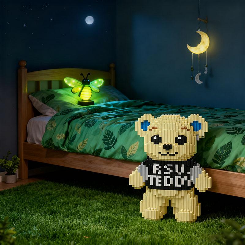 Standing Teddy Bear 3D Puzzle Blocks Creative Decoration, Birthday Halloween Valentine Christmas Gift, Home Decor DIY Crafts