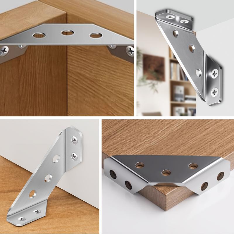 Multifunctional Corner Brackets, Furniture Angle Sturdy Connector, 90 Degree Right Angle Support, Includes Flat Head Screws, Universal for Cabinets, Drawers, Tables, Chairs