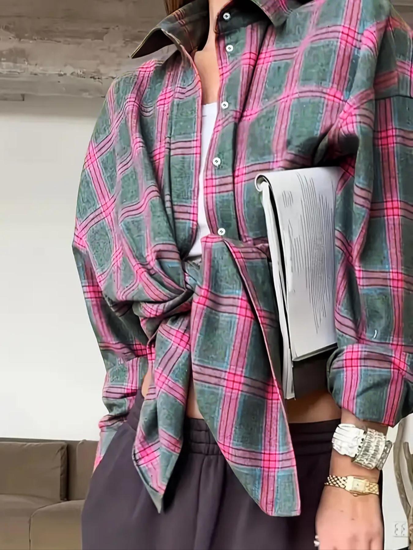 Plus Size Women's Plaid Print Long Sleeve Shirt, Casual Fashion Top, Comfortable and Stylish, Perfect for Daily Wear