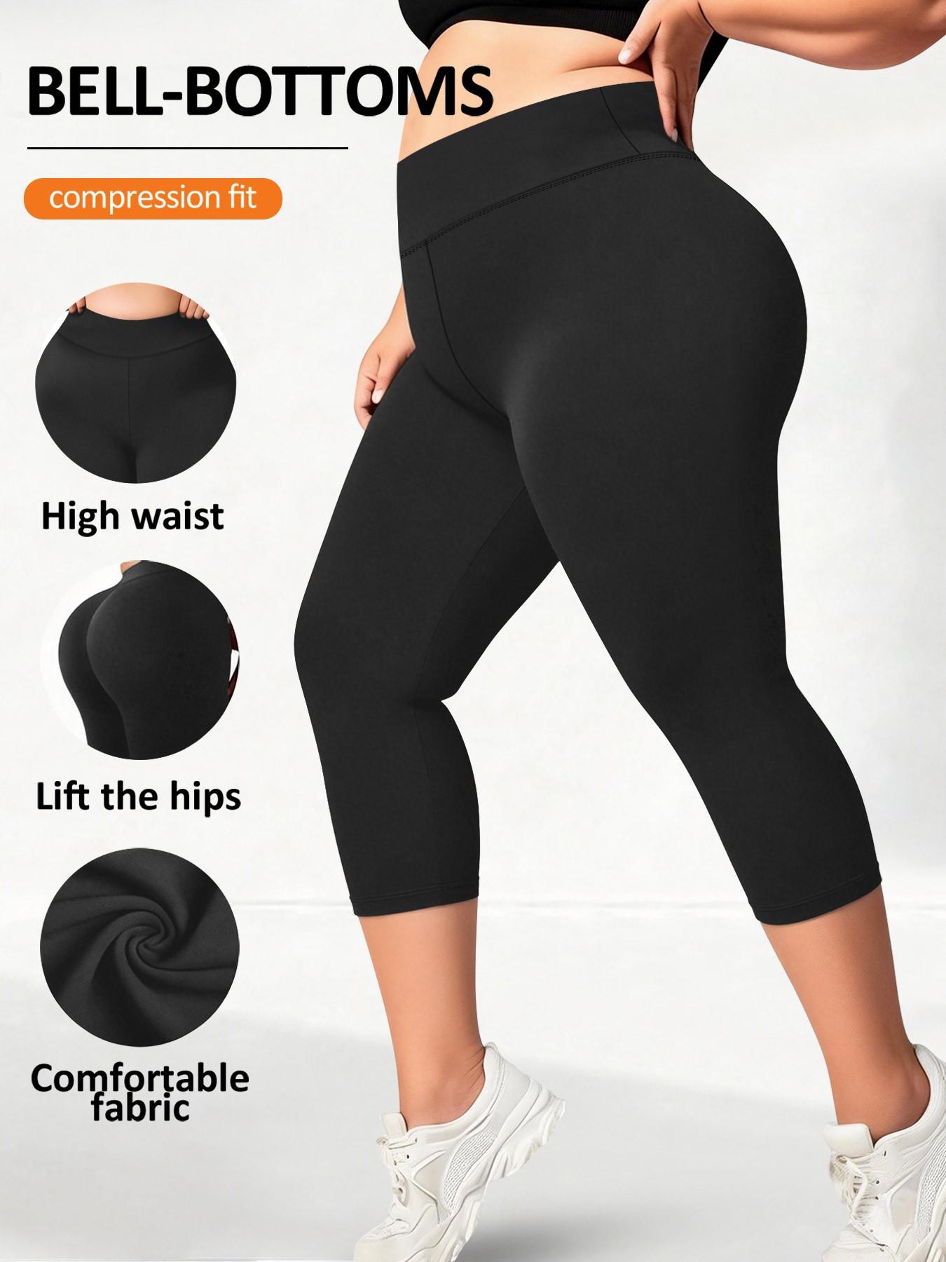 Women's Plus Size High Waist Stretch Capri Leggings, Soft Four-Way Stretch Fabric for Yoga and Everyday Wear, and Available in Multiple Colors, Shaping Leggings
