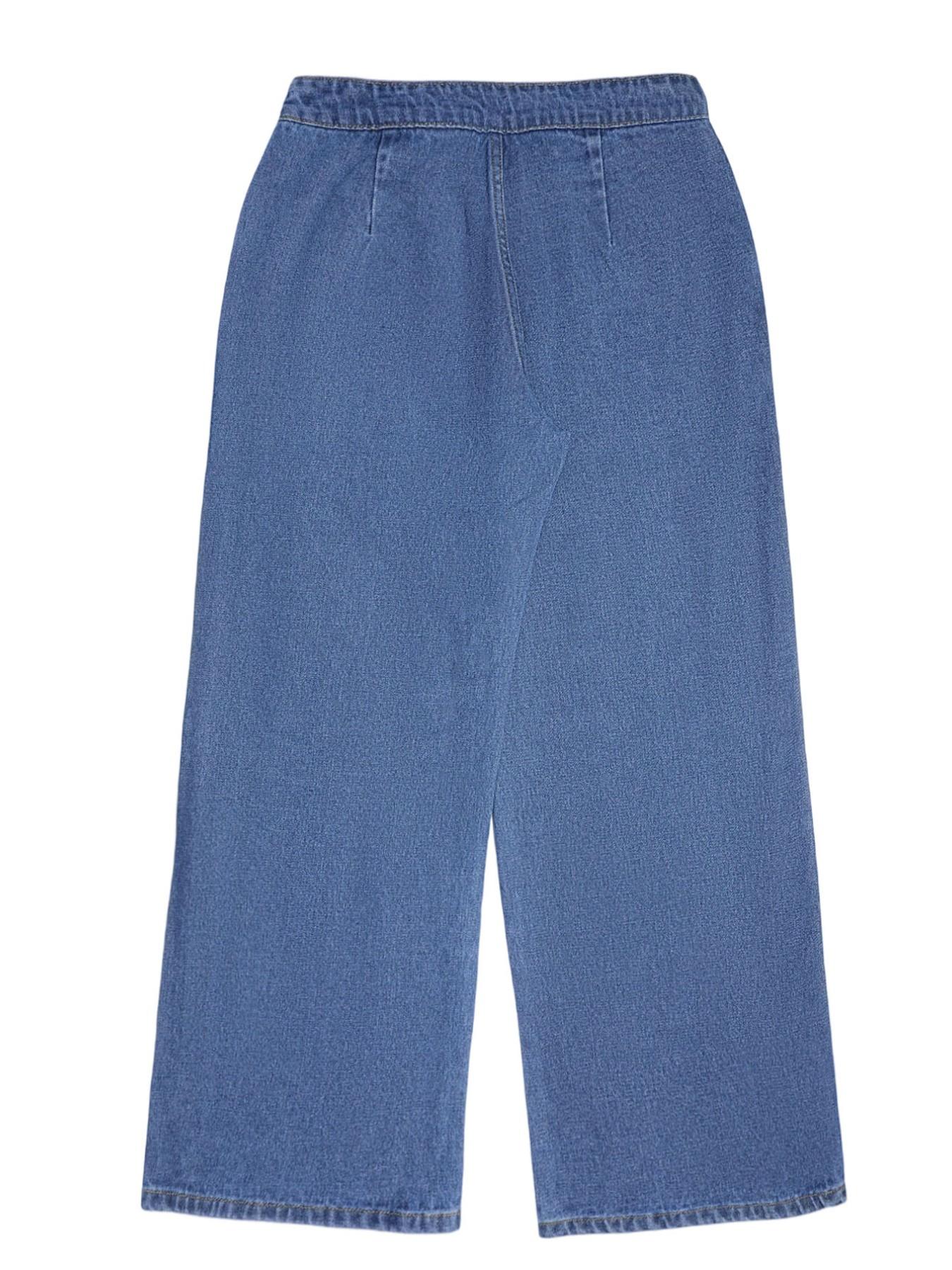 Lkuily Women's Medium Wash Crossover High Waisted Denim Wrap Over Cross Front Single Button High Waist Wide Leg Floor Length Jeans, Diagonal Stitch Drape Loose Hip Cover Long Straight Pants, Minimal Office Unique Design Casual Denim Trousers, Bottoms
