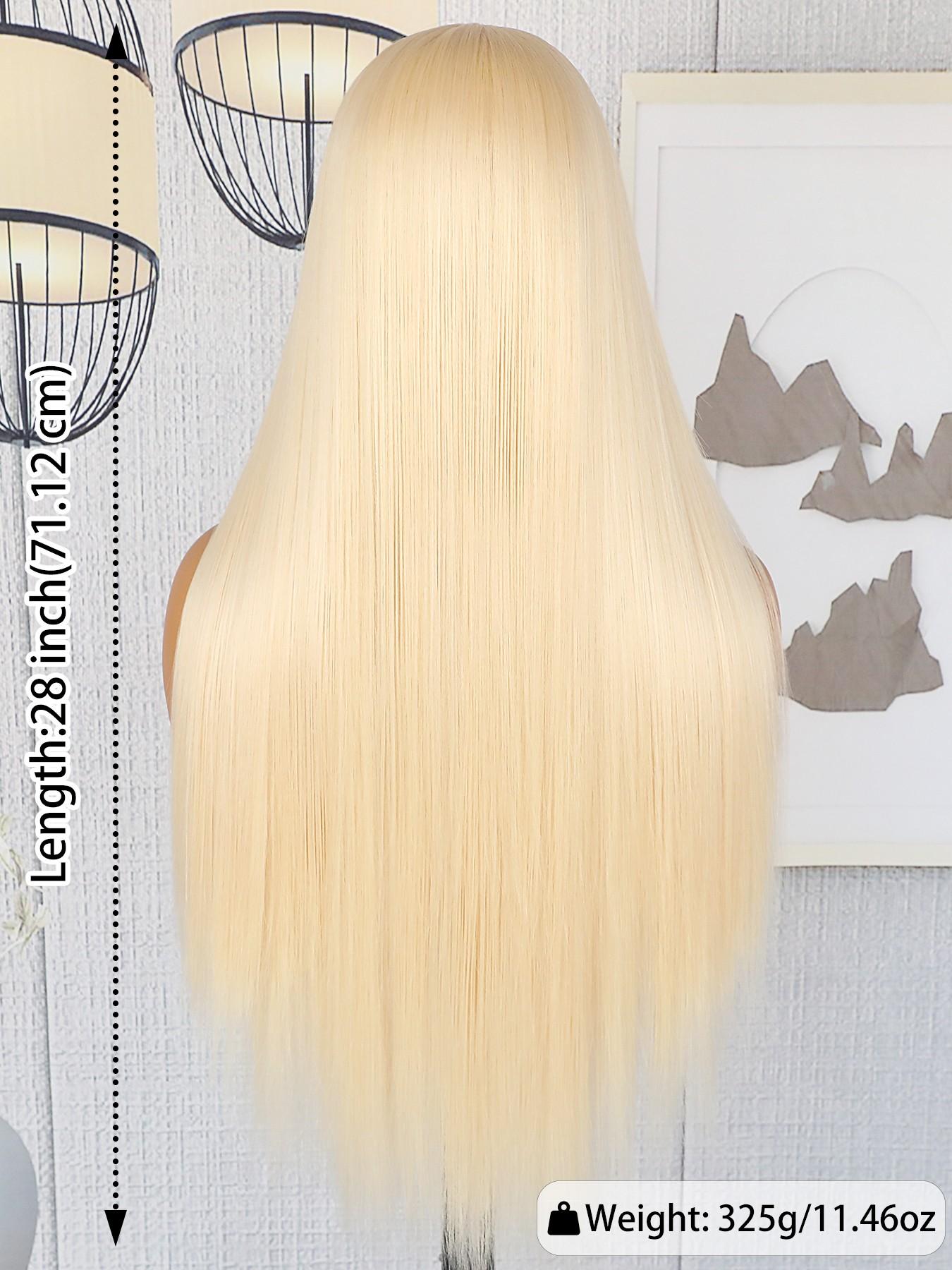 Women\'s light blonde Glueless Synthetic Lace Front Pre-Plucked Hairline 28 Inch Blonde Lace Front Wig Synthetic Light Blonde Wavy Barbados  main image 2