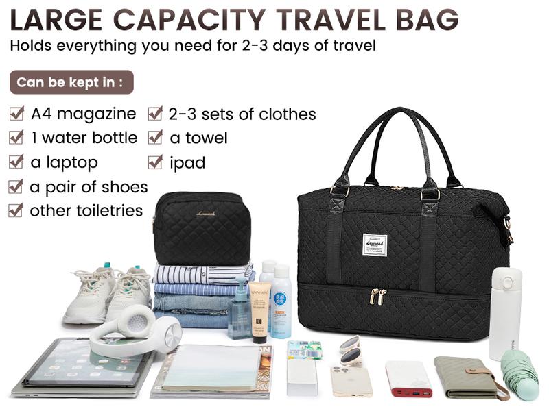 【Valentine's Day Gift】LOVEVOOK Weekender Bag Travel Duffel Bag with Shoe Compartment and Toiletry Bag for Women, Carry on Overnight Bag.Christmas Gift Ideas, TikTokholidayhaul
