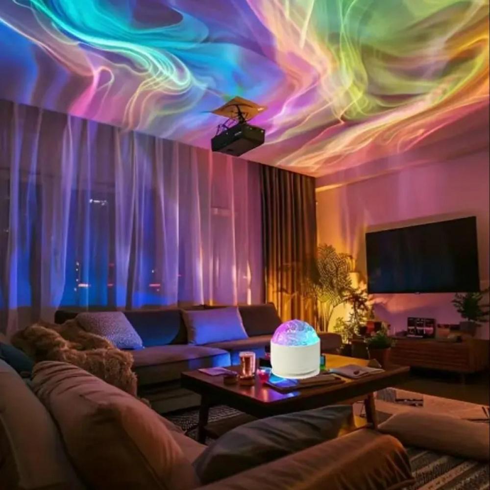 USB Powered Aurora Projector Night Light, LED Water Ripple Starry Sky Atmosphere Lamp, Remote Control Starlight Projector for Bedroom, Bedside, KTV, Parties, Holiday Decor, Ambient Mood Lighting, Novelty Galaxy Light