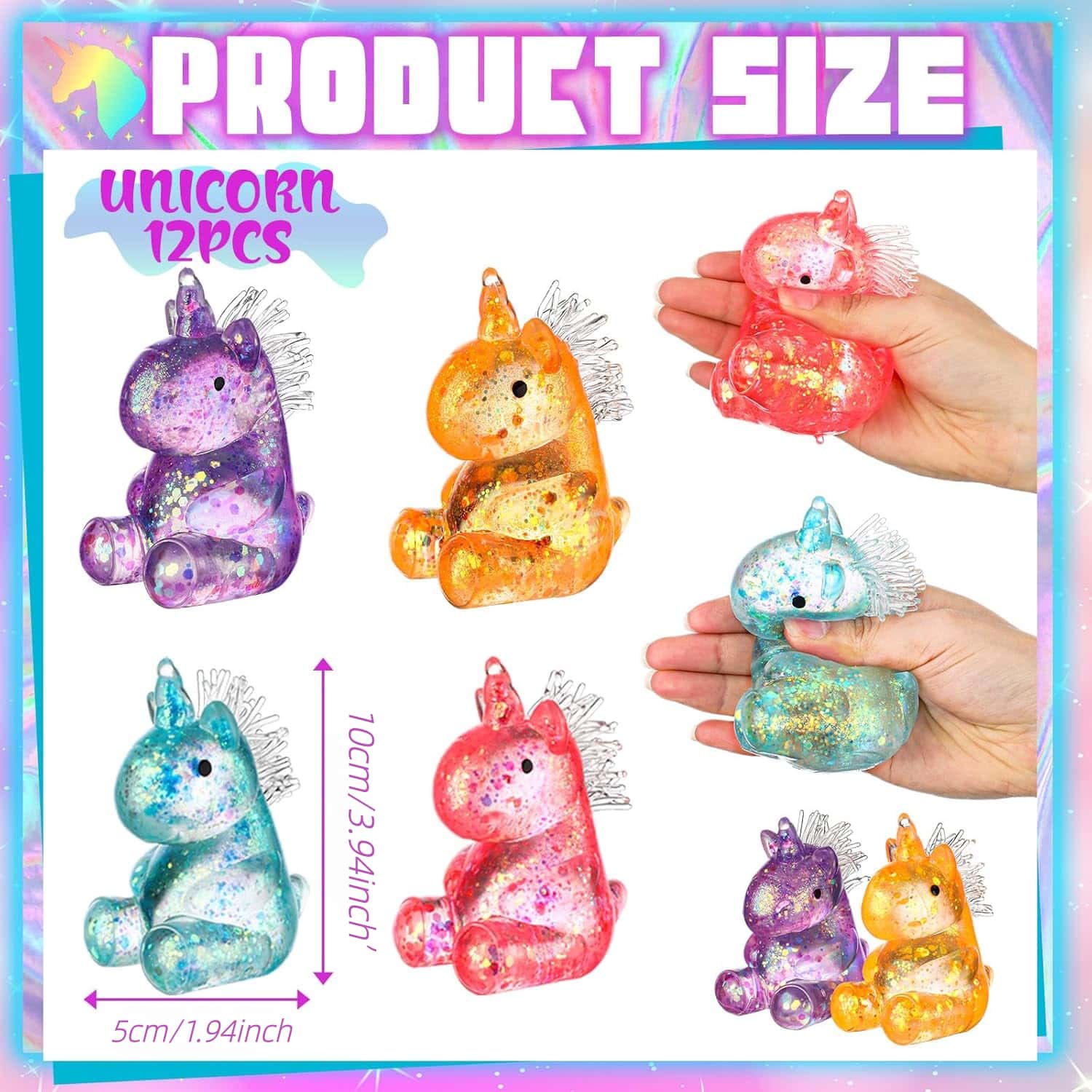 12 PCS Unicorn Maltose Fidget Toy Random Color, Sensory Stress Relief Soft Ball for Adults & Kids, Play Party Favor Prank Squeeze Toy, Anti-Anxiety Hand Pressure Reliever, Squishies, Cute, Children's Day Gift