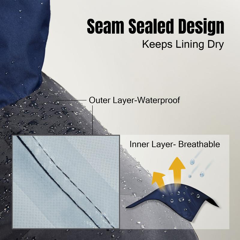 【RODEEL】704 Waterproof Rain Jacket w/ Foldable Hood Men Lightweight Breathable Waterproof Full Zip Hooded Jacket Durable Weatherproof Rain Coat Windbreaker For Outdoor Hiking Camping Fishing Boating Car Washing Construction Roofing Landscaping Gardening