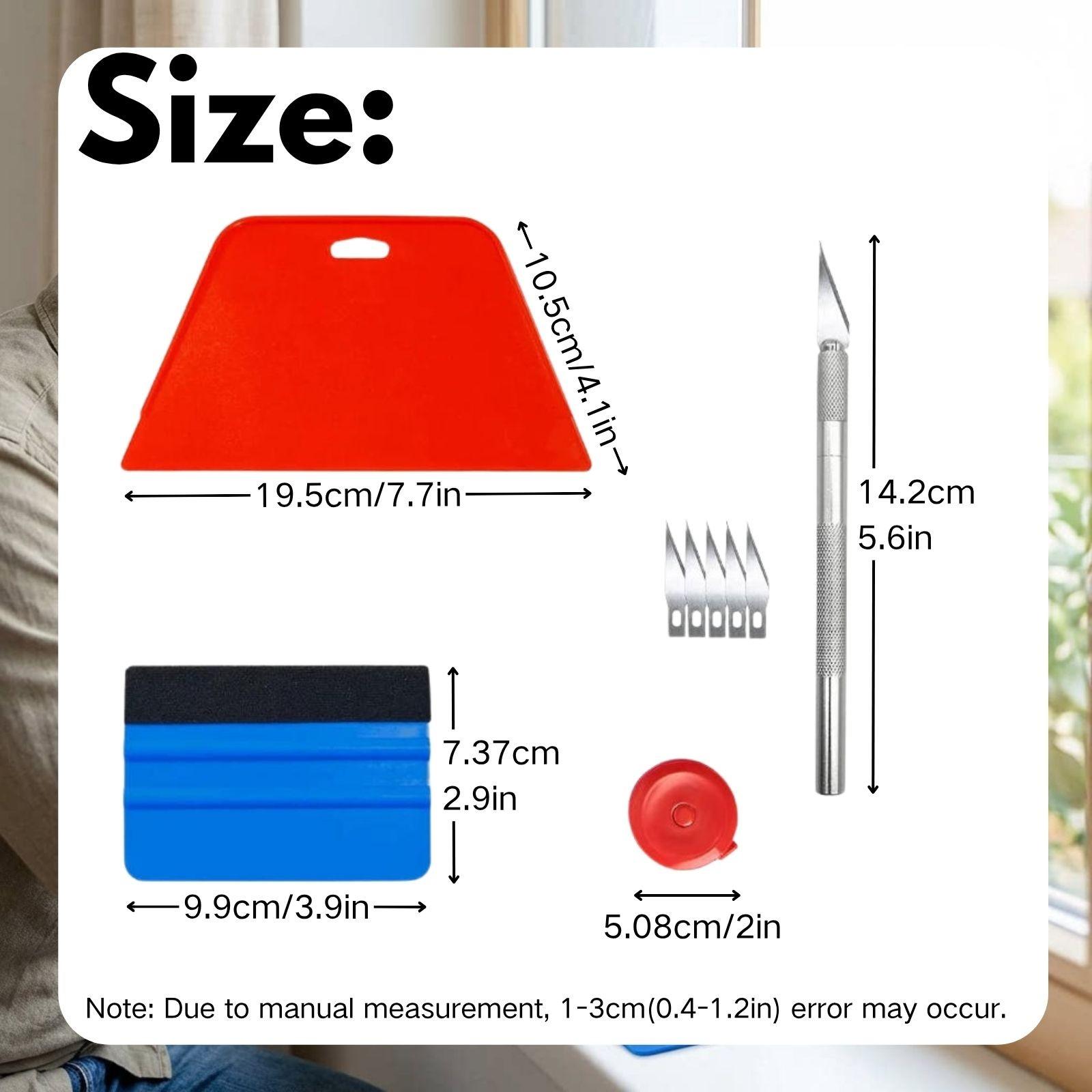 9pcs Peel and Stick Wallpaper Tools Set, Wallpaper Application Spatula, Felt Squeegee, Mini Tape Measure, 1 Craft Knife + 5 Metal Blades, Complete Window Tinting Kit, Car Film Application Tool,  for wallpaper, peel and stick wall tiles, Tinted Film