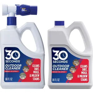 30 SECONDS Outdoor Cleaner 2 Pack with Hose End Sprayer - Cleans Stains from Algae, Mold and Mildew on Vinyl Siding, Deck, Patio, Brick and More