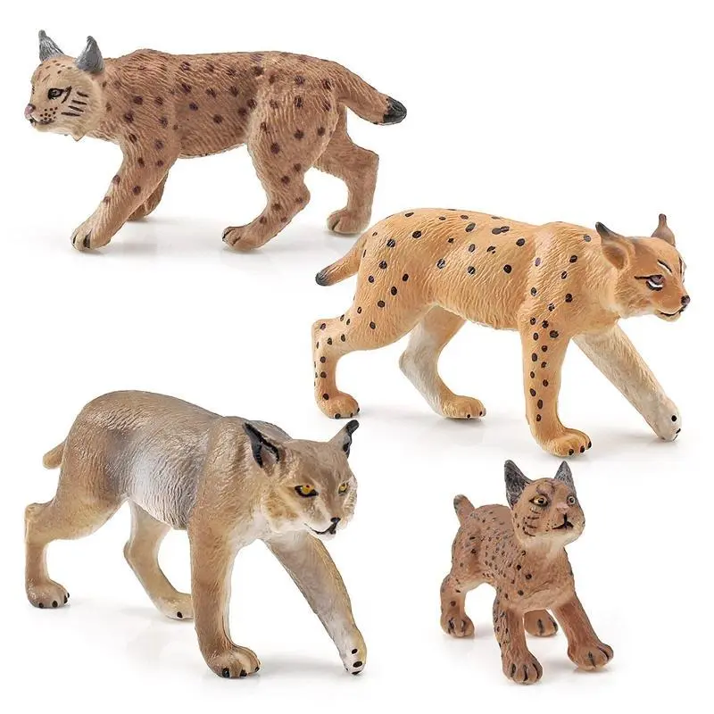 Realistic Simulated Forest Animal Lynx Model Solid Simulation Bobcat Wild Fox Model Action Figures Toys For Christmas Gifts