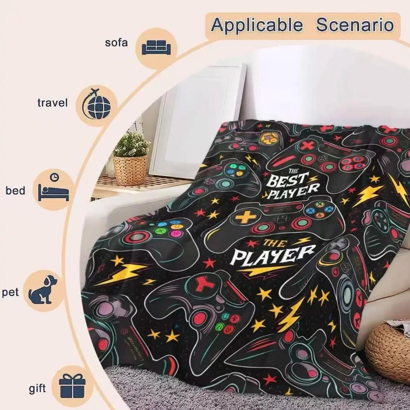 Multicolor Gaming Controller Flannel Blanket Best Player Throw for Gamers Soft Cozy Gamer Blanket for Couch Bed Sofa Bedroom Gaming Room Home Decor Gift for Birthday Christmas Travel