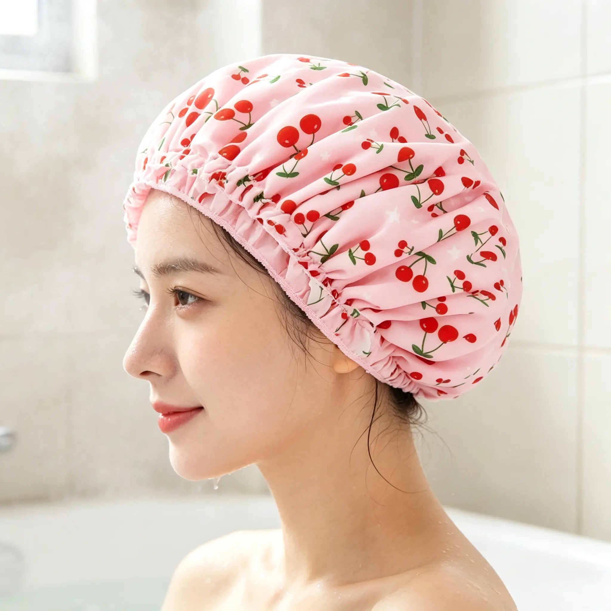 3 Pack European Style Shower Caps Unisex Polyester Bath Caps With Absorbent Microfiber Lining Adjustable Quick Hair Drying Cap Reusable Daily Bathroom Accessory Essential Back To School Dorm Supply