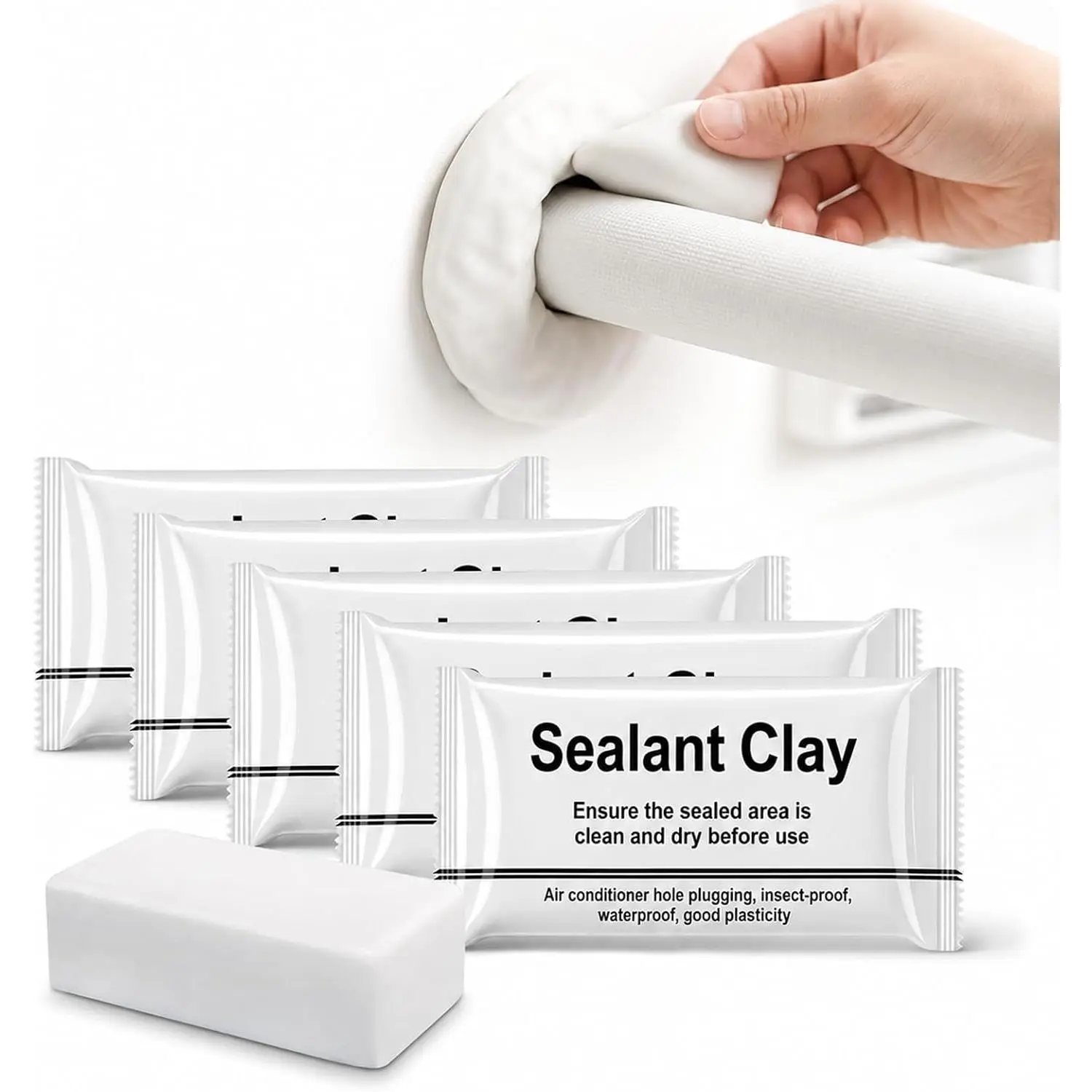 5 Pack White  Seal Putty,  Duct Sealant Clay,  Setting Repair Putty Ideal for Wall Hole Repair, Air Conditioning and Drainage Pipes