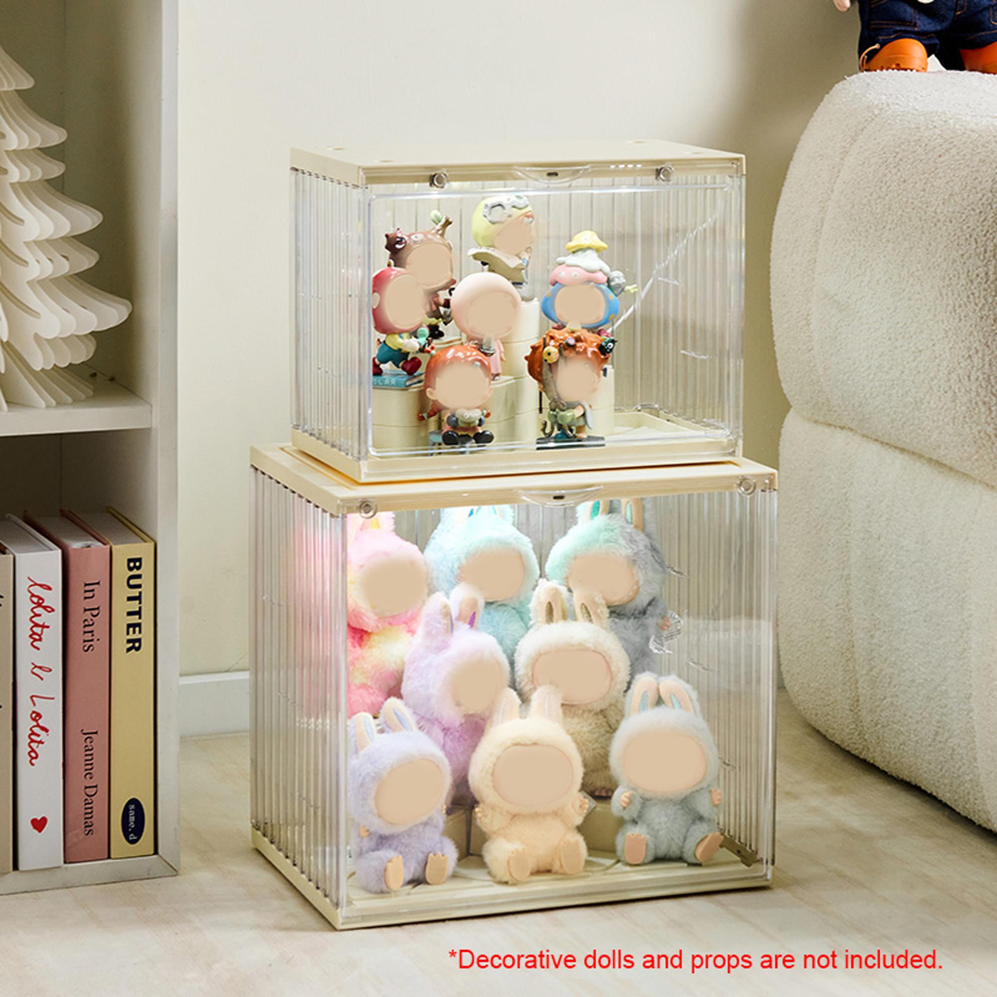 Plush Pendant Figure Display Box, DIY Trendy Doll Showcase, Dustproof Moisture-Proof, Stackable Blocks, Suitable for Labubu/ Skullpand Collectors