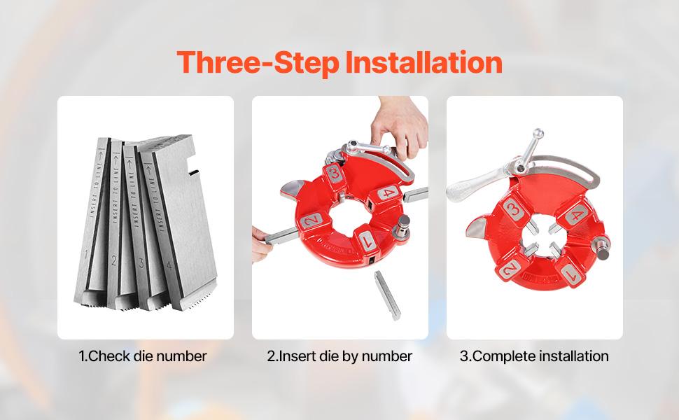 VEVOR Threading Machine Dies, 1/2-3/4 NPT Pipe Dies(4 Packs), Right-Handed HSS Pipe Threading Dies, Fit VEVOR Split-Type Machines, RIDGID Universal Die Heads 504A, 711, 713, 811A, 815A, 816, 817, 842