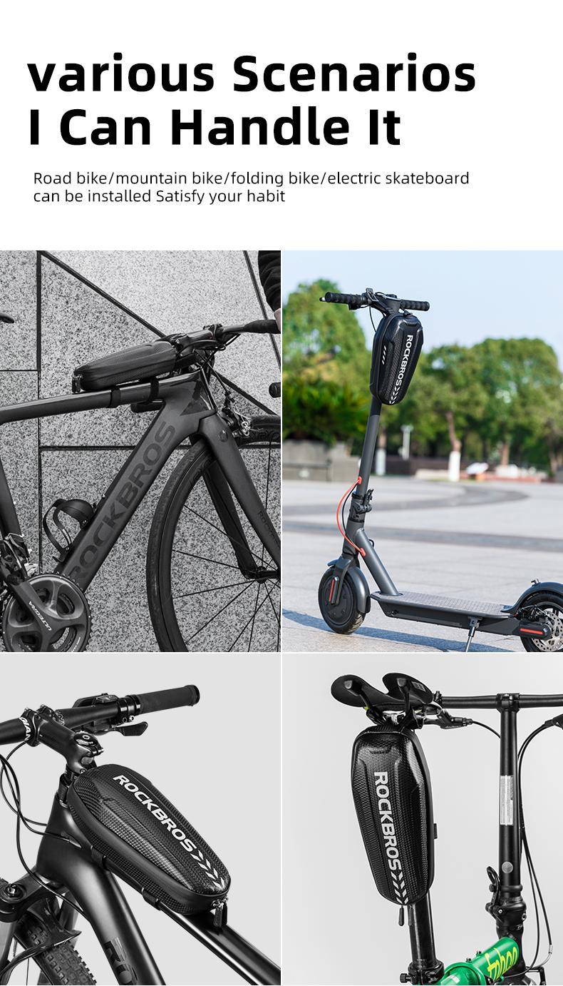 ROCKBROS Scooter Storage Bag Scooter Front Hanging Bag Waterproof Scooter handlebar Bag Folding Bike EVA Hard Shell Scooter Frame Bag