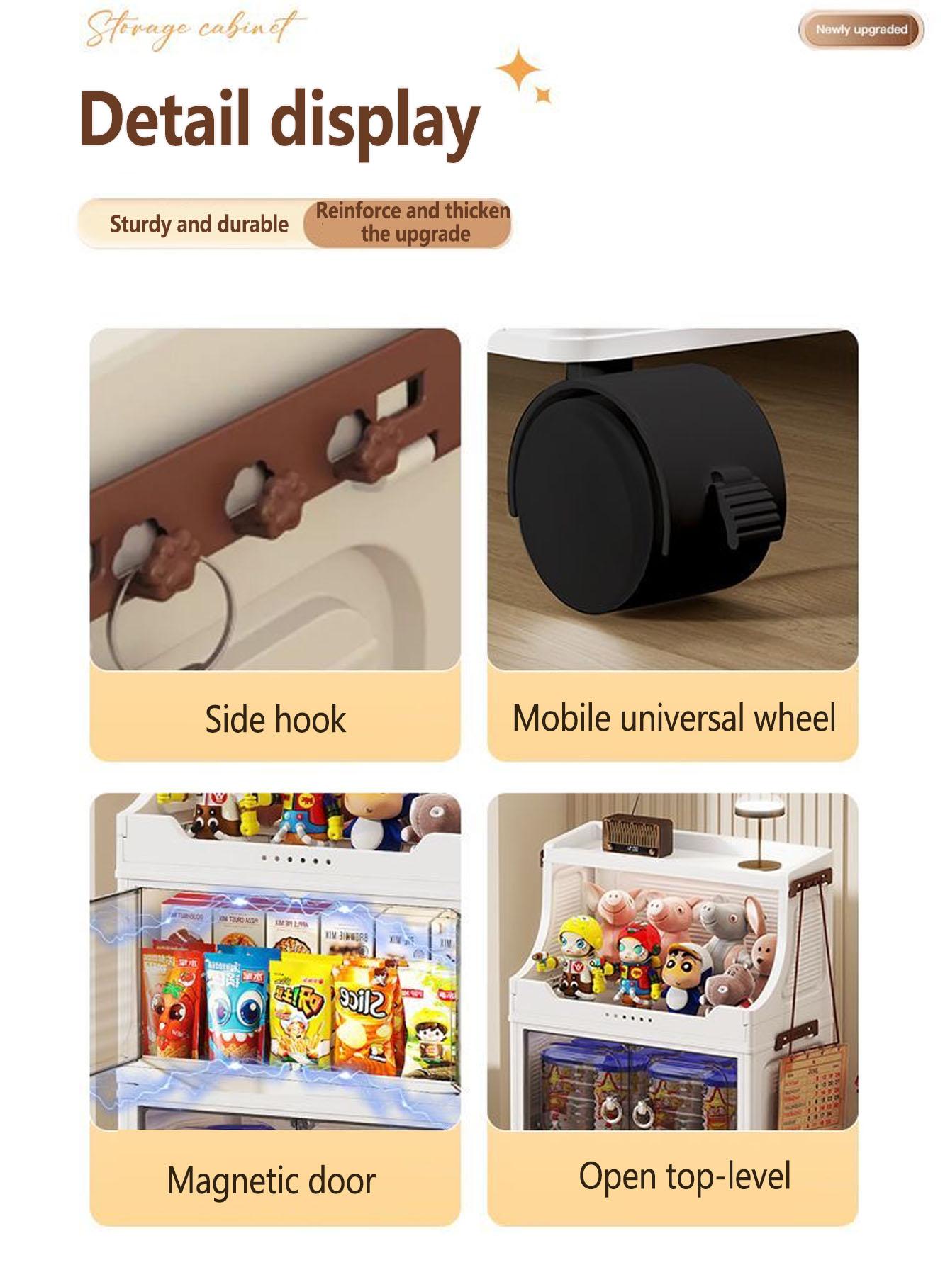 Foldable Storage Cabinet, Multi-Layer Home Bedroom Clothes Organizer, No Installation Living Room Plastic Shelf, Durable & Space-Saving Design, Drawers