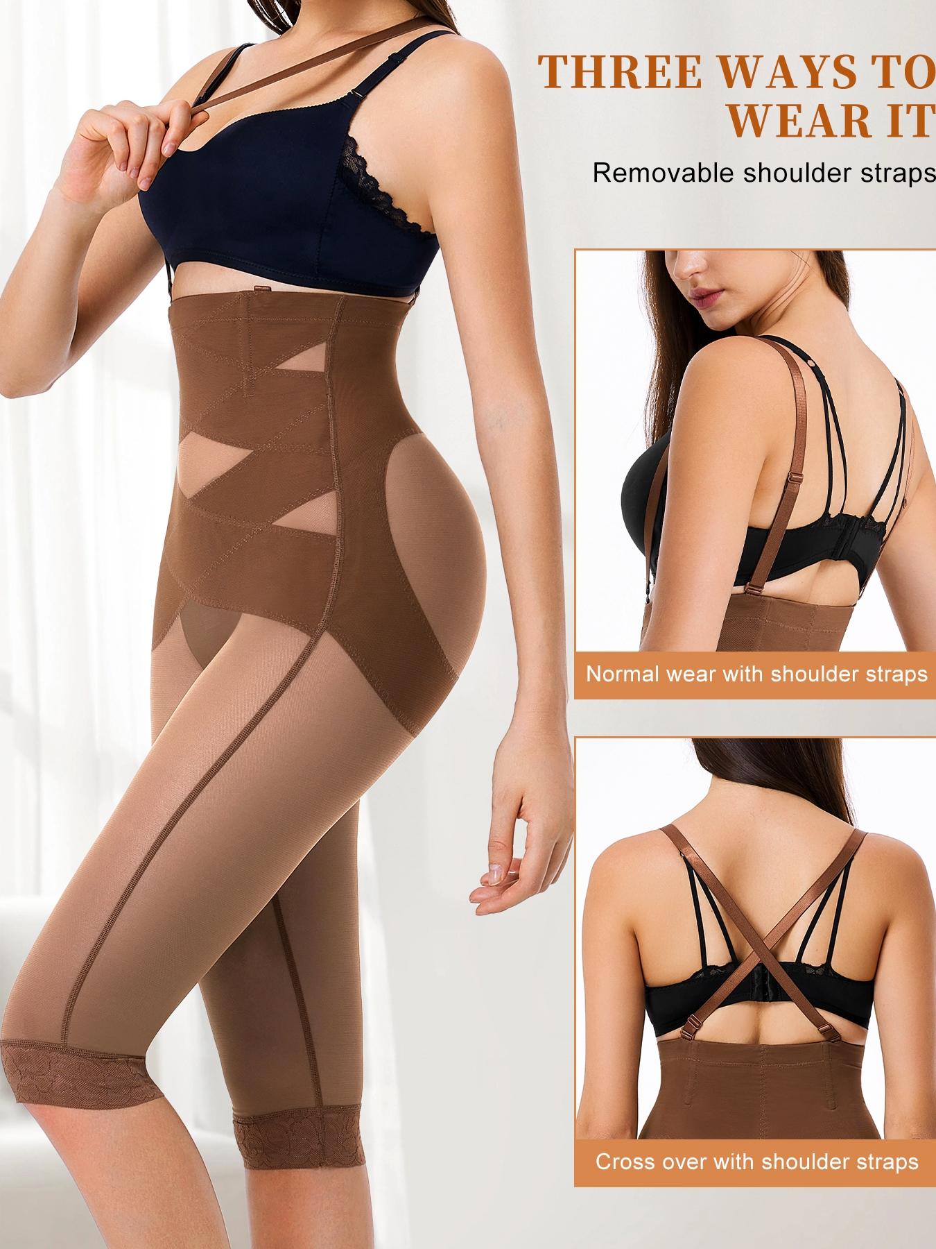 Women's Lace Mesh Seven-Quarter Yoga Pants, High Waist Crossed Fabric, Adjustable Detachable Straps, Breathable and Stretchy