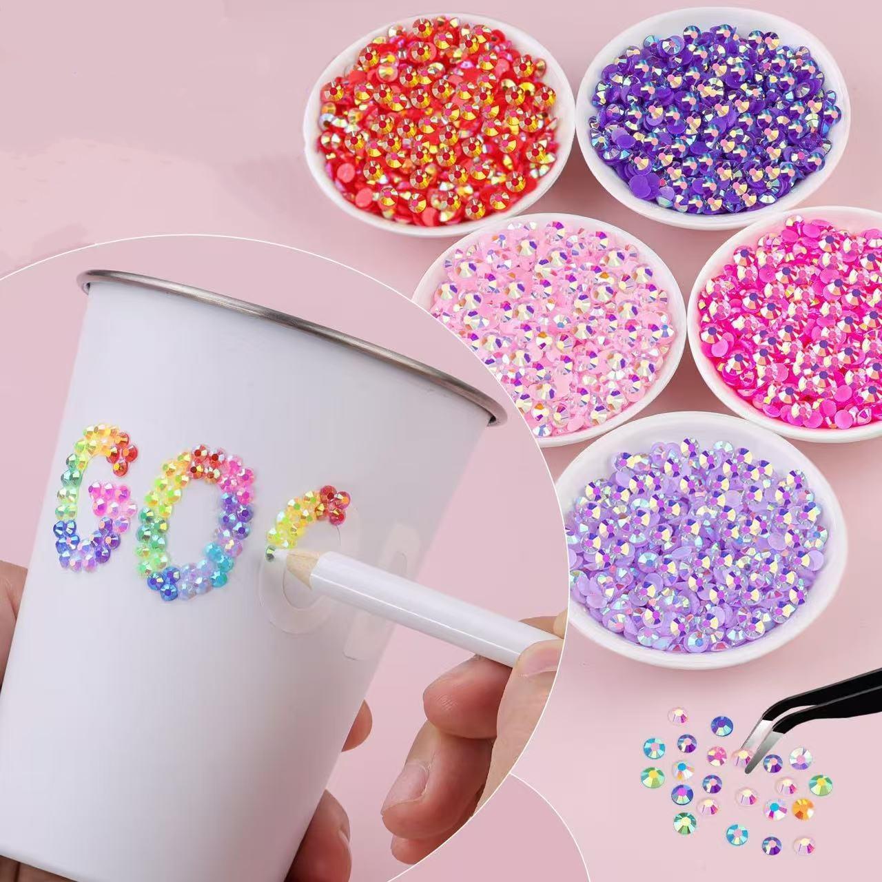 16,000 Pieces Sparkling Flat-Back Nail Art Rhinestones, 24-Color Bling Rhinestone Decorations, Beautiful Nail Accessories and DIY Fashion Craft Supplies