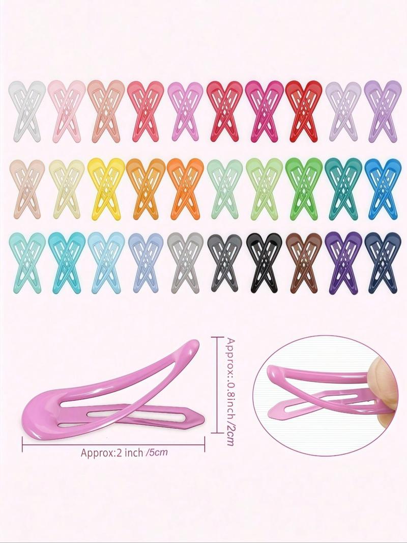 50PCS Metal Snap Hair Clips in Random Rainbow Colors, Bulk Barrettes Set for Girls Kids Toddlers, No-Slip Candy Color Hair Accessories for School