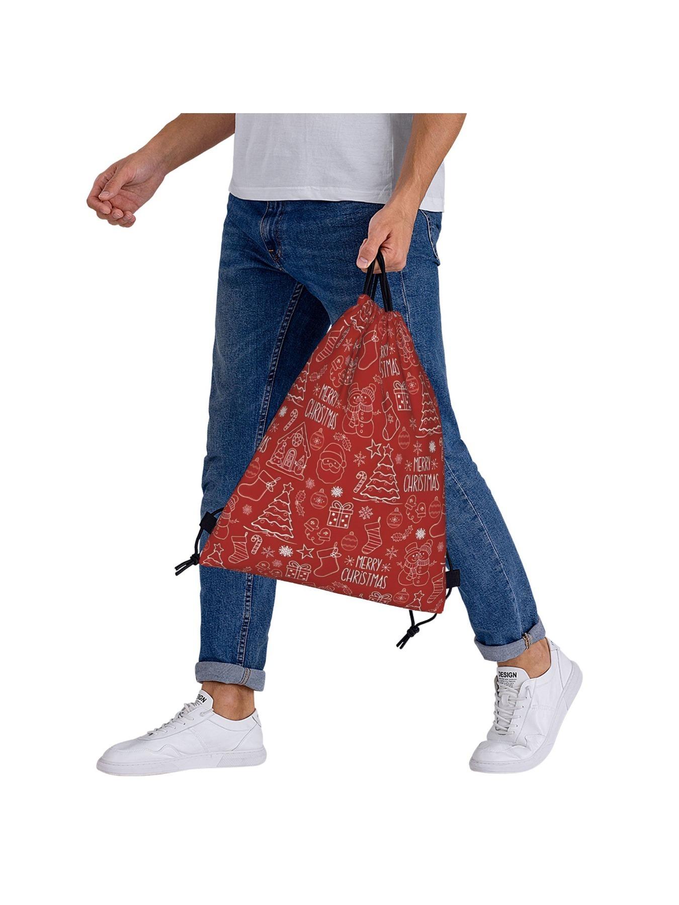 Christmas Backpack with Drawstring Closure, & Snowflake Design, Durable for Gym, School, Travel, Perfect Gift