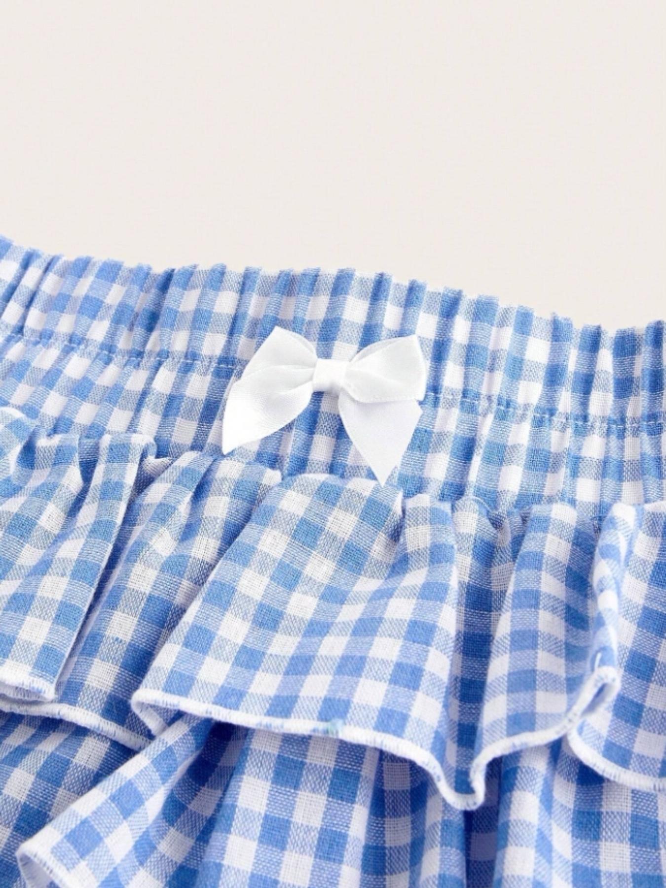 Casual Low Waist Plaid   Ruffle Hem Women's Shorts, Checkered Shorts, Women's Shorts for Summer, Perfect for School and Daily Wear