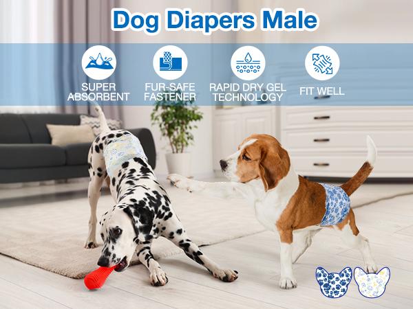 [Restock]Dono Disposable Male Dog Diapers with Wetness Indicator & Leak-Proof Belly Wraps Rapid-Dry Gel Technology for Excitable Urination Incontinence Size X-Small Small Medium Large 24 Bags for Dogs Toilet Supplies Training