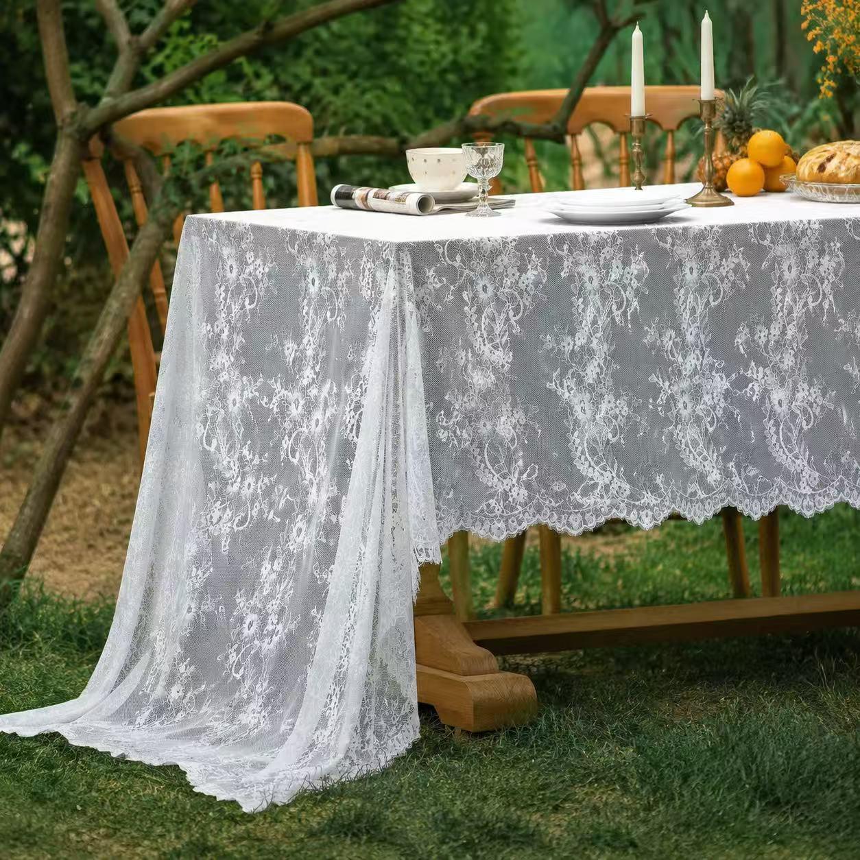 Elegant Lace Tablecloth – Thickened Soft Premium Cotton‑Blend, Autumn Hot‑Selling Style, Breathable Floral Embroidered, Perfect for Autumn Dining, Weddings, Parties, and Home Décor, Multiple Sizes