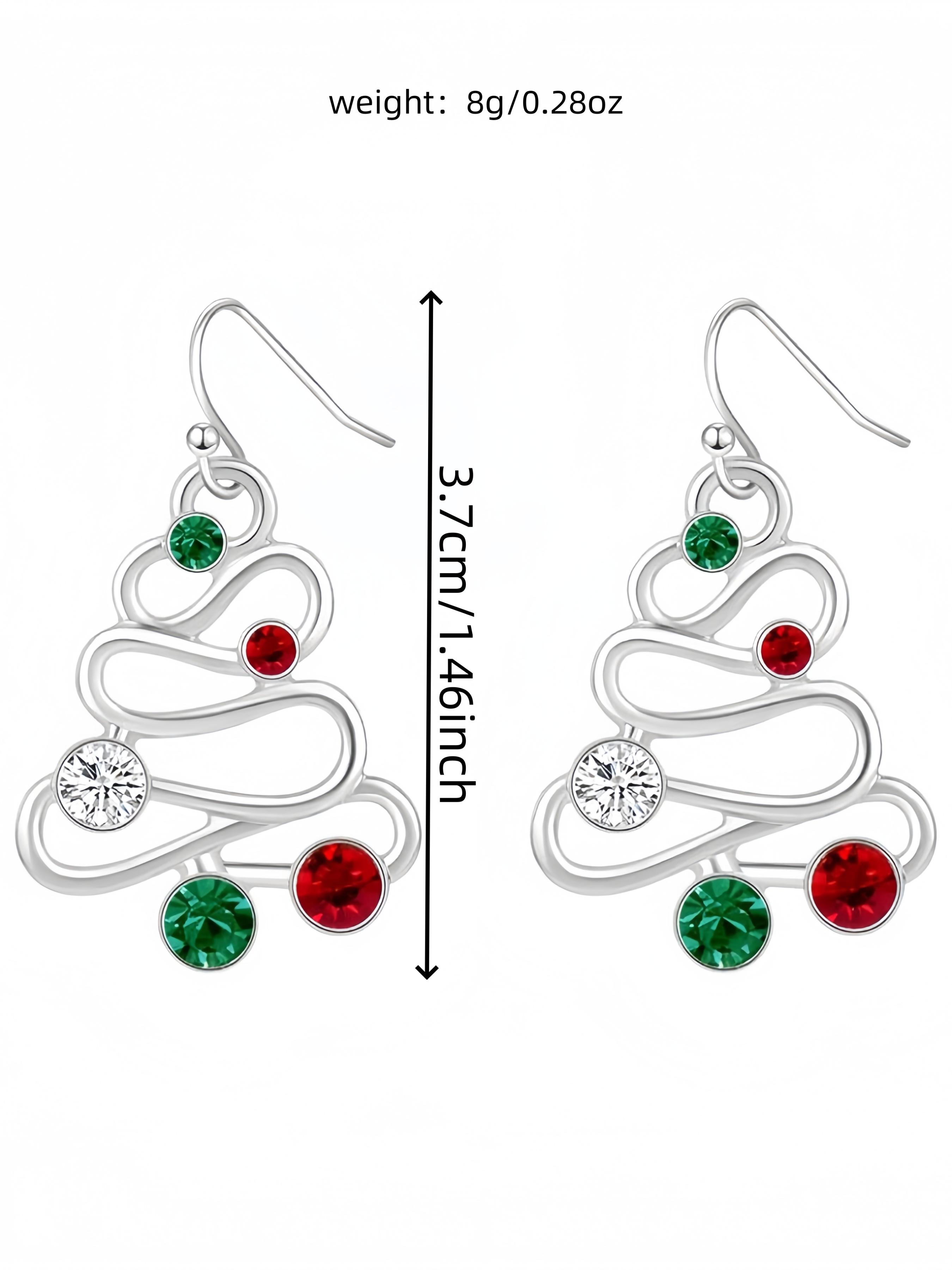 Elegant Christmas Tree Earrings for Women, Versatile Earrings, Synthetic Zircon Jewelry, Daily and Party Wear, All-Year Holiday Gift