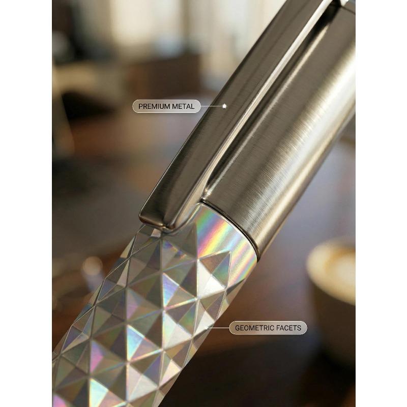 One-Click Deformable Pen, Geometric Shape-Shifting Pen - 6 Pack Rollerball Pen Set ( 2 Black, 2 Silver, 2 Gold) | Press to Form Diamond Crinkle Design | Multi-Functional Creative Gift for Writing, Drawing & Stress Relief