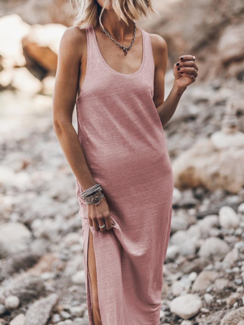 Women's Solid Color Lounge Dress, Casual Basic Comfy Sleeveless Dress for Summer, Ladies Sleepwear for Indoor Wear, Sleeveless Cami Nightdress